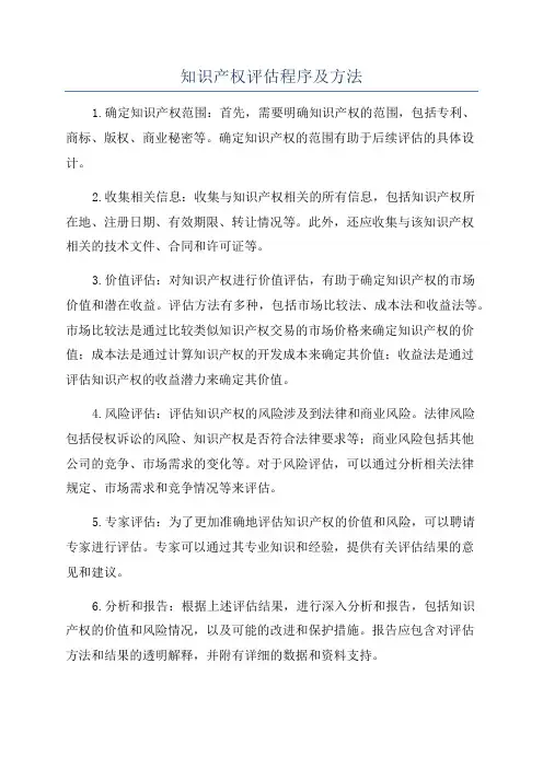 知识产权评估程序及方法