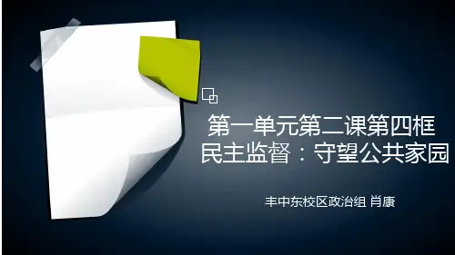 高中政治 必修二政治生活 2.4 民主监督：守望公共家园