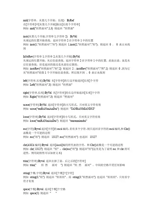 (完整版)vb_字符串处理函数大全