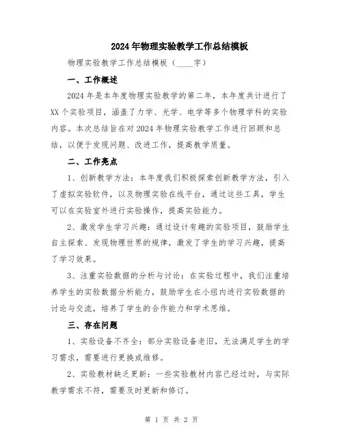 2024年物理实验教学工作总结模板