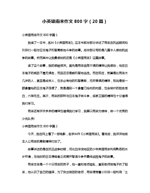 小英雄雨来作文800字(20篇)