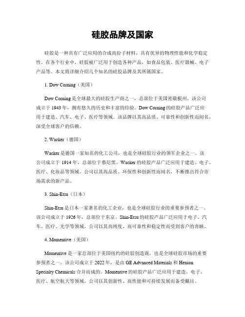 硅胶品牌及国家