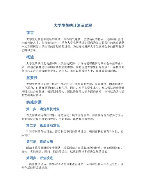 大学生帮扶计划及过程