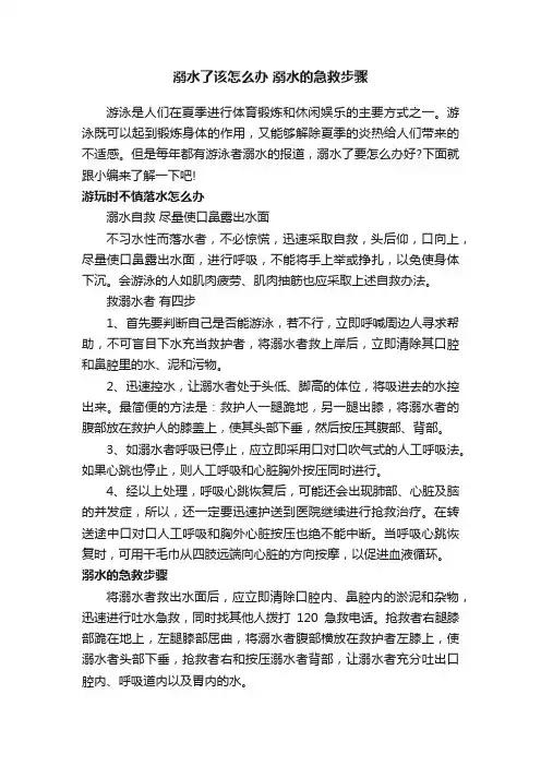 溺水了该怎么办溺水的急救步骤