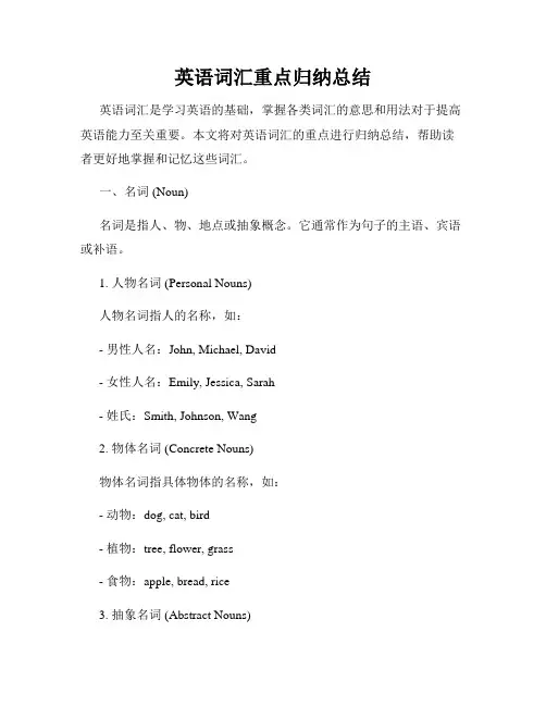 英语词汇重点归纳总结