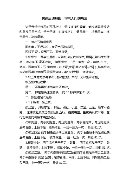 快速启动丹田，得气入门的功法
