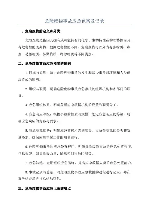 危险废物事故应急预案及记录
