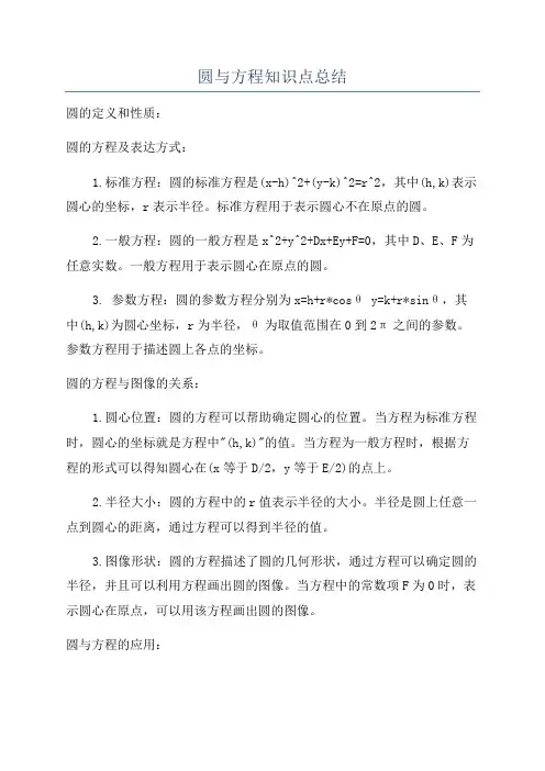 圆与方程知识点总结
