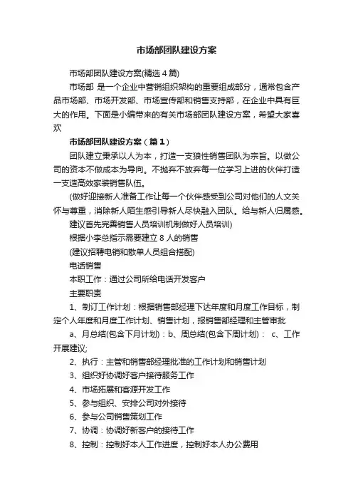 市场部团队建设方案