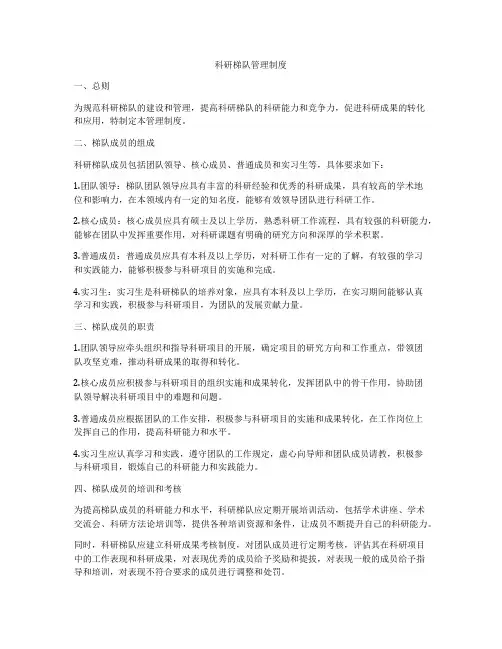 科研梯队管理制度
