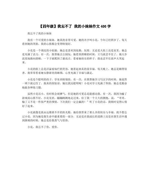 【四年级】我忘不了 我的小妹妹作文400字