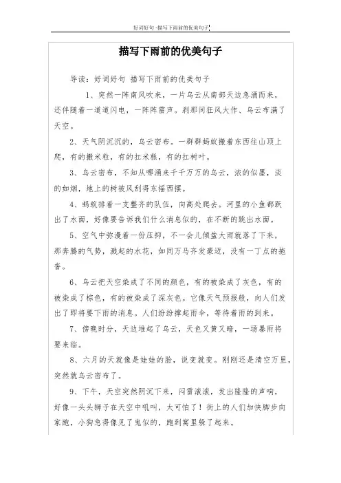 描写下雨前的优美句子