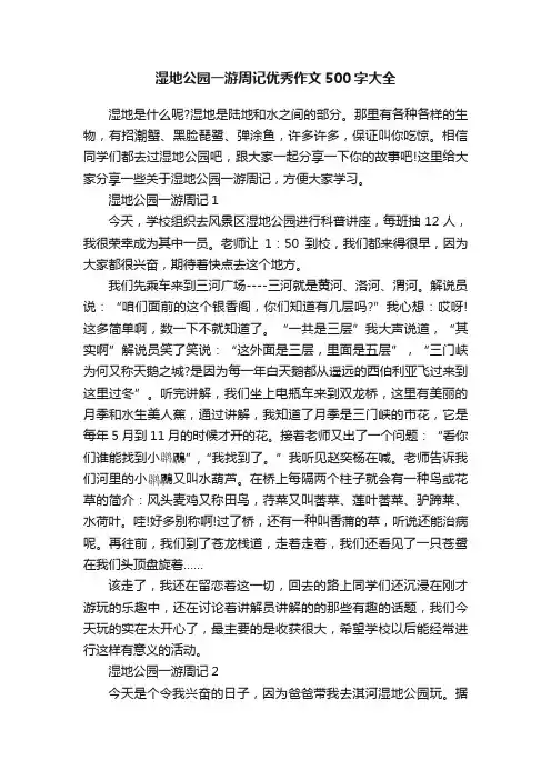 湿地公园一游周记优秀作文500字大全