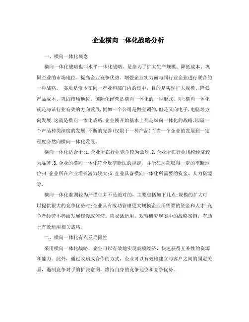 企业横向一体化战略分析