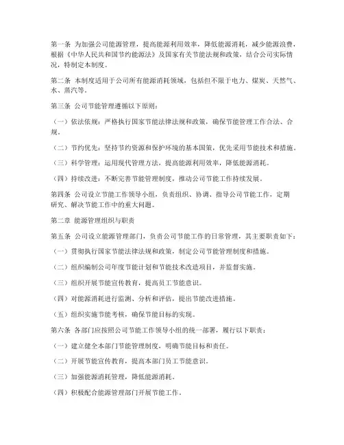 公司节能管理制度的章节