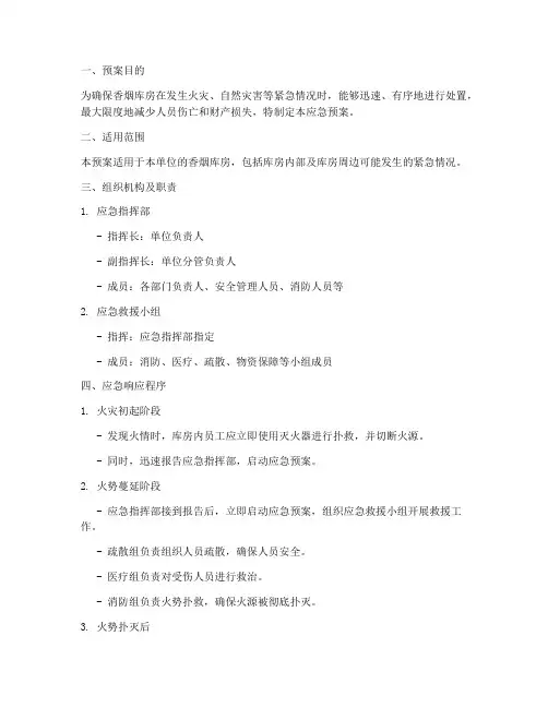 香烟库房应急预案