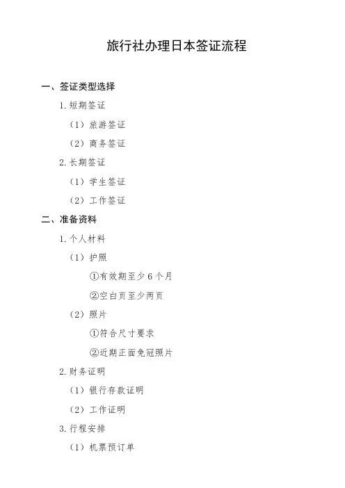旅行社办理日本签证流程