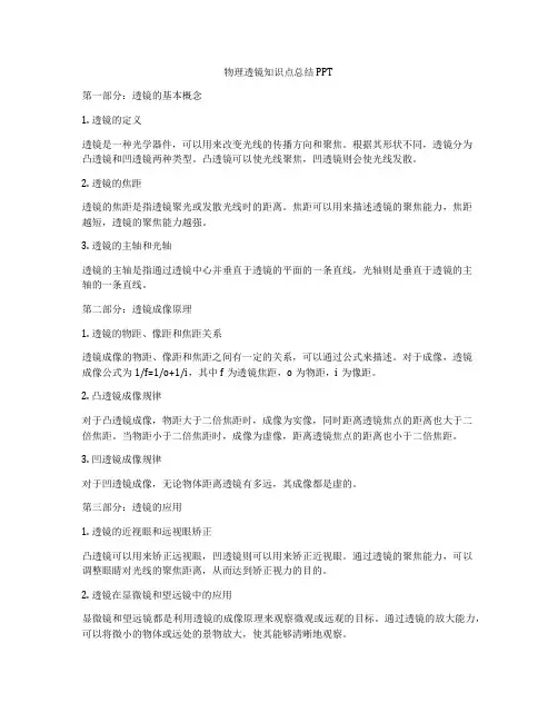 物理透镜知识点总结PPT