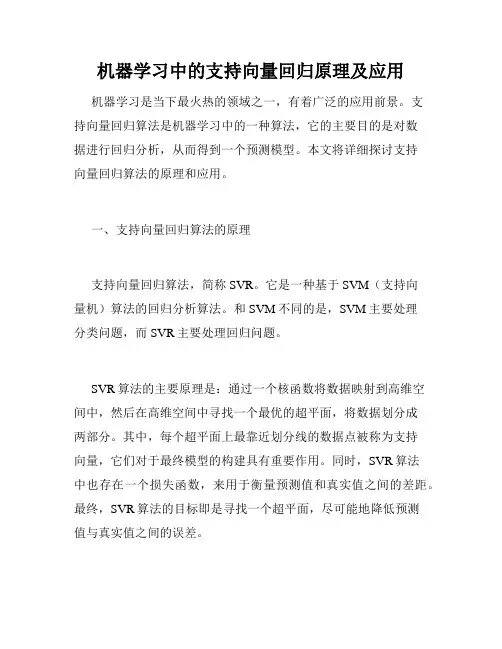 机器学习中的支持向量回归原理及应用