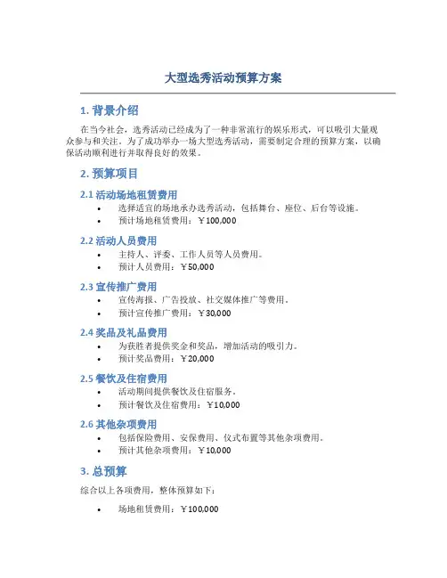 大型选秀活动预算方案