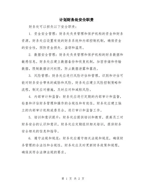 计划财务处安全职责