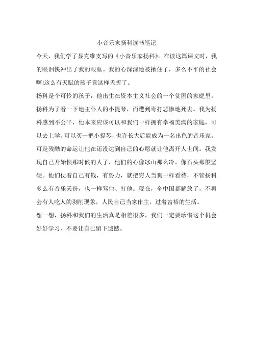 小音乐家扬科读书笔记