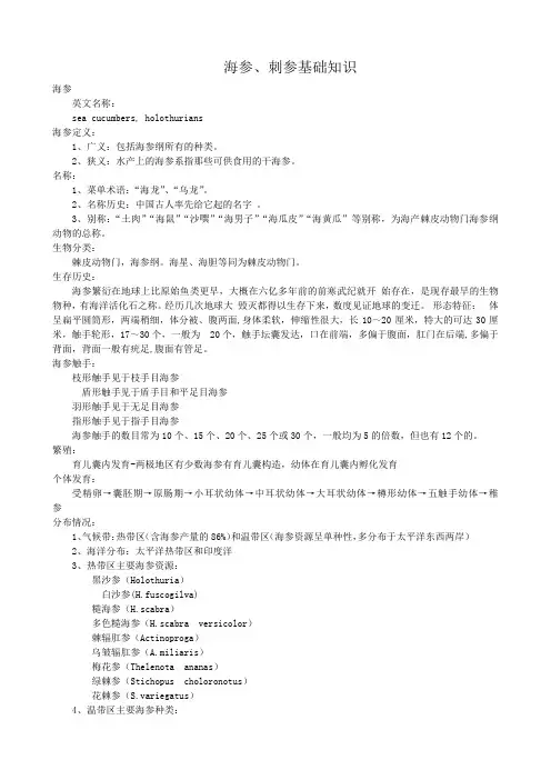海参、刺参基础知识