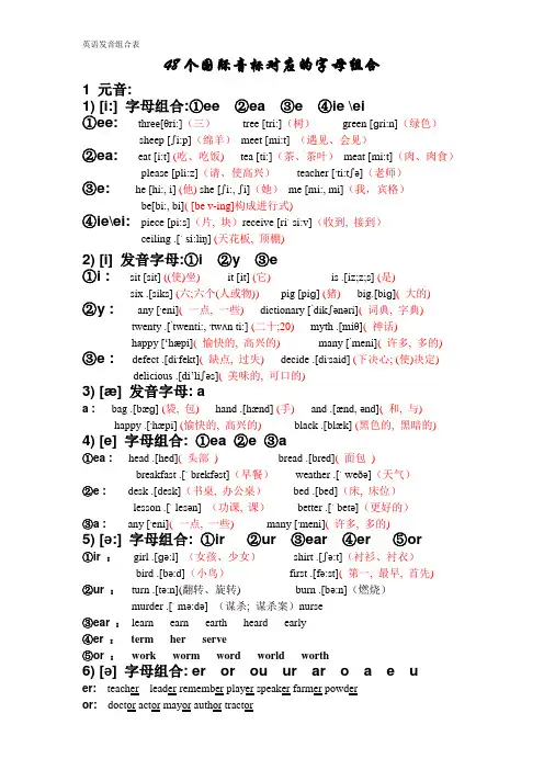 英语发音组合表