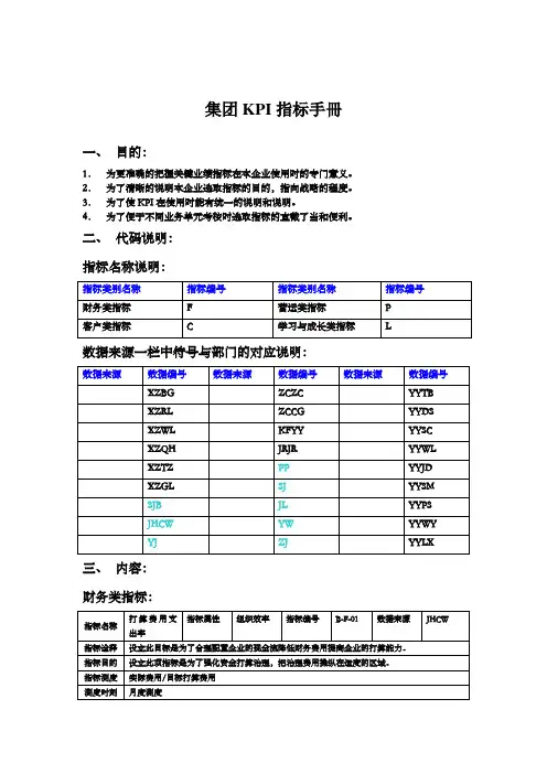 集团KPI指标手册