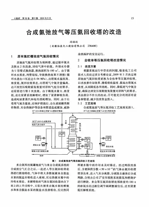 合成氨弛放气等压氨回收塔的改造