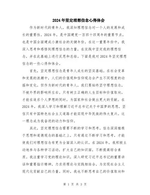 2024年坚定理想信念心得体会
