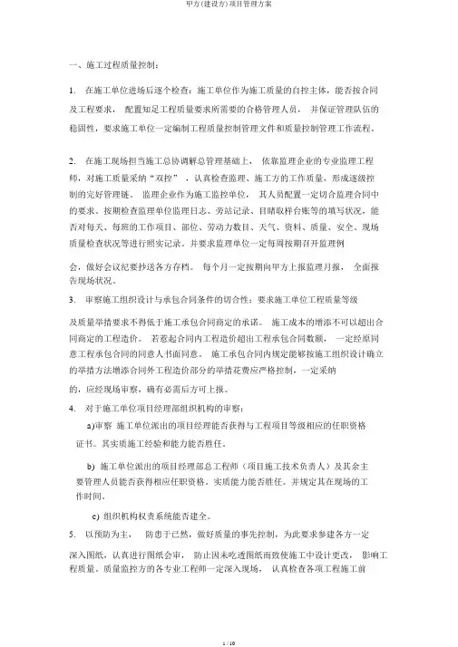 甲方(建设方)项目管理方案