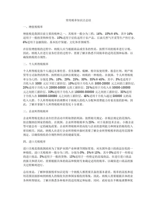 常用税率知识点总结