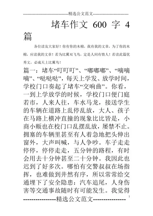 堵车作文600字4篇