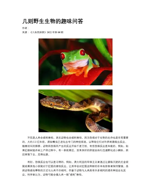 几则野生生物的趣味问答
