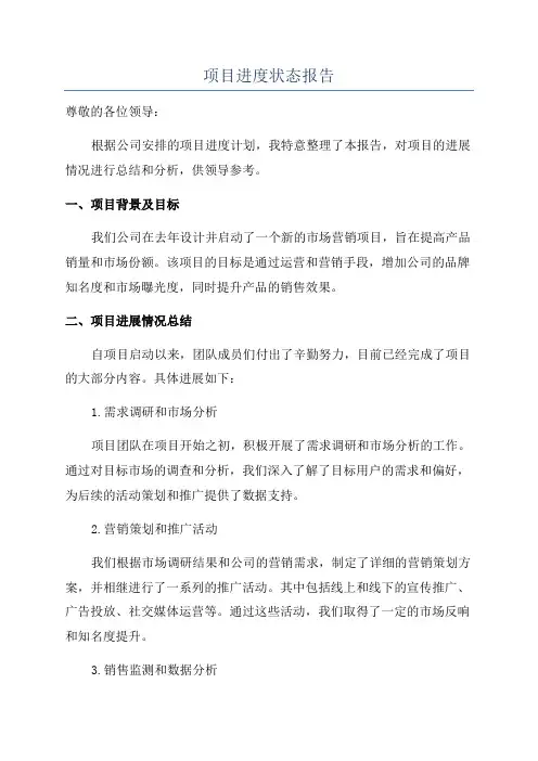项目进度状态报告