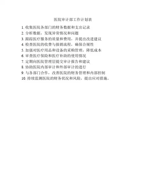 医院审计部工作计划表