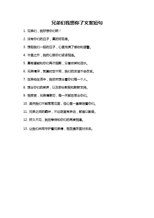 兄弟们我想你了文案短句