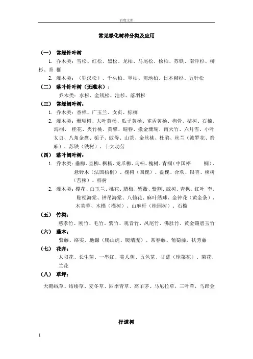 常见绿化树种分类及应用