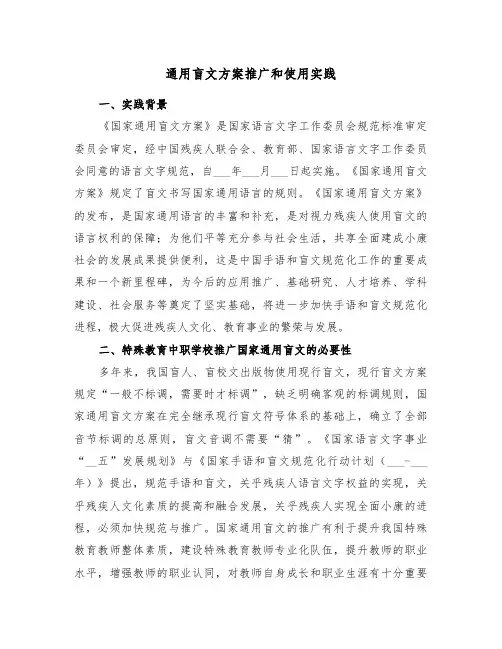 通用盲文方案推广和使用实践（二篇）