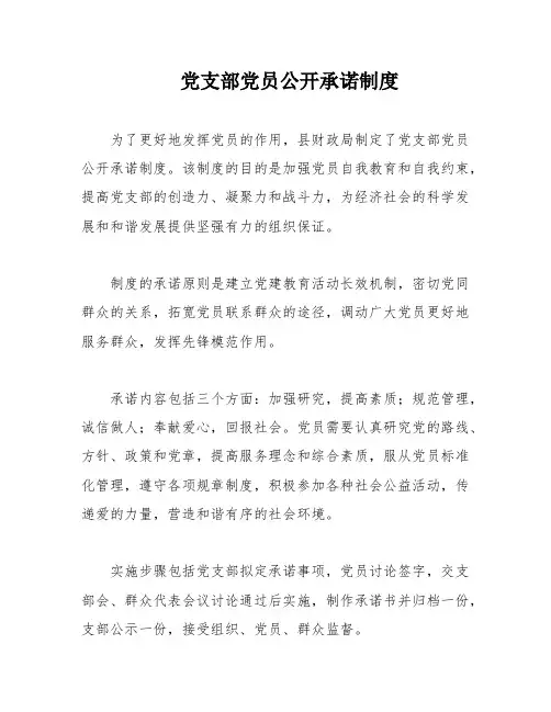 党支部党员公开承诺制度