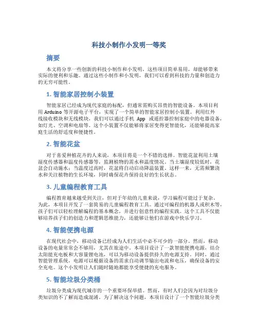 科技小制作小发明一等奖