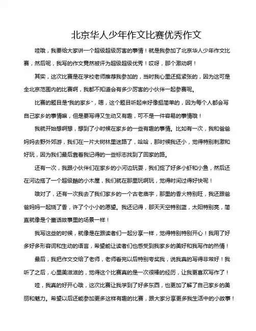北京华人少年作文比赛优秀作文