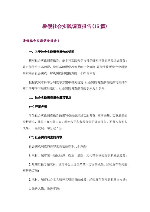 2024年暑假社会实践调查报告(15篇)
