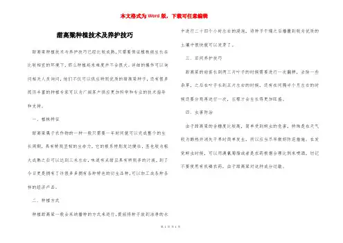 甜高粱种植技术及养护技巧