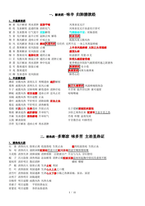 中药学笔记整理之完整版