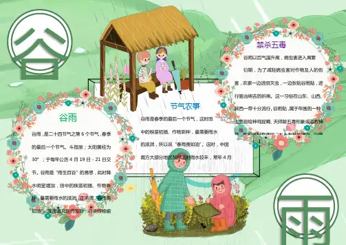 清新谷雨农事介绍Word手抄报
