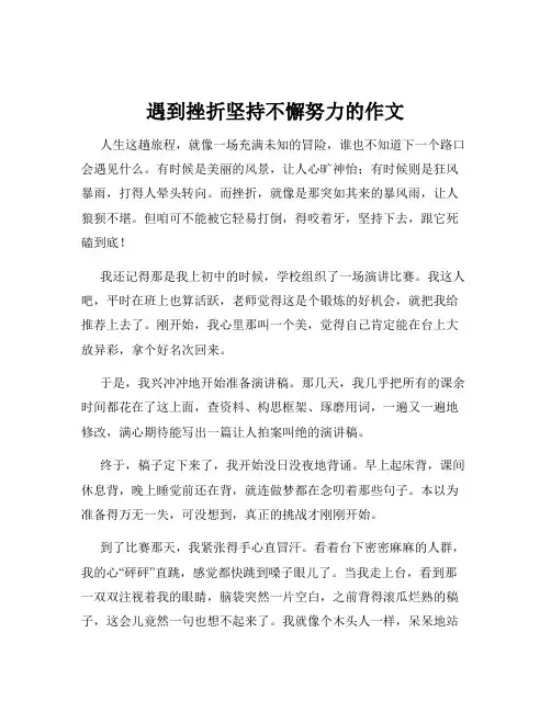 遇到挫折坚持不懈努力的作文