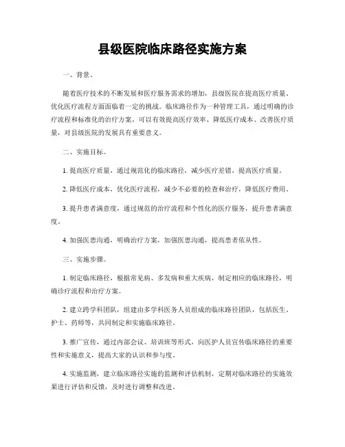 县级医院临床路径实施方案