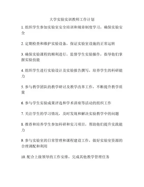 大学实验实训教师工作计划